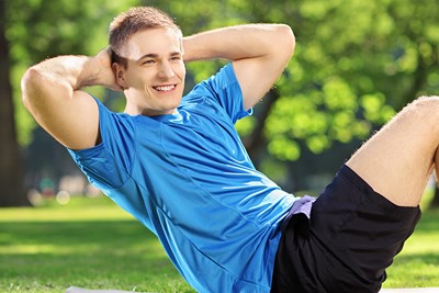 A dude works his abs