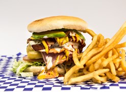greasy burger and fries